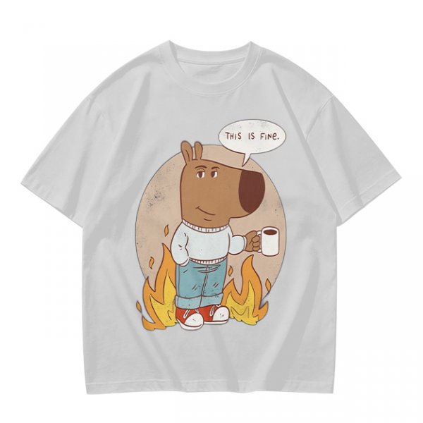 Olive T-Shirt Featuring the 'This Is Fine' Dog Meme Art