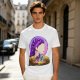 Olive T-Shirt With Purple Haired Woman And Concert Stage Print