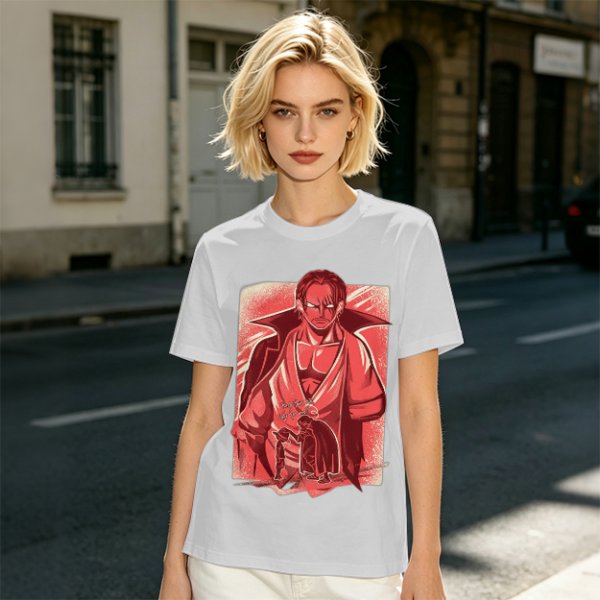 One Piece Shanks Graphic Print Olive T-Shirt