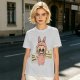 Olive T-shirt with a cute bunny monster holding You Are Great and I Believe In You signs