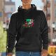 Black Hoodie With Santa And Turkey Christmas Print