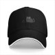Black Baseball Cap With Minimalist Grey Cat Graphic Design