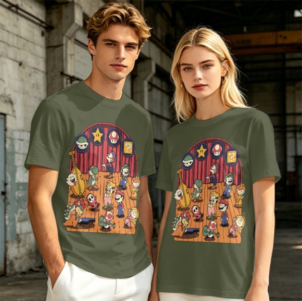 Nintendo Mario Characters Band Stage Graphic T-Shirt
