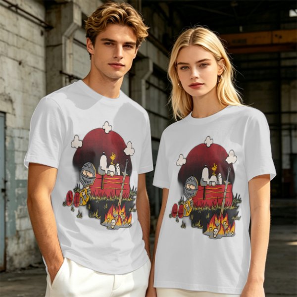 Snoopy and Charlie Brown Knight Campfire Graphic T-Shirt