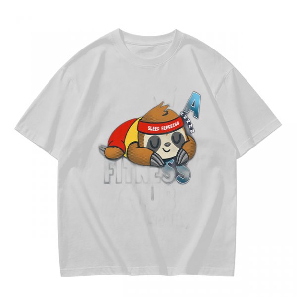 Olive green t-shirt with sleeping sloth graphic design