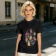Olive Green T-Shirt With Whimsical Fruit Bird Graphic Print