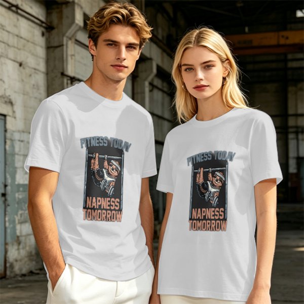 Olive T-Shirt with Sloth Fitness Today Napness Tomorrow Print