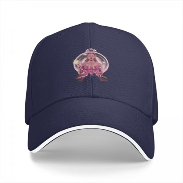 Black Baseball Cap With Pink Fairy Princess Graphic Print