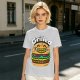 Olive T-Shirt with Smiling Grilled Burger Graphic