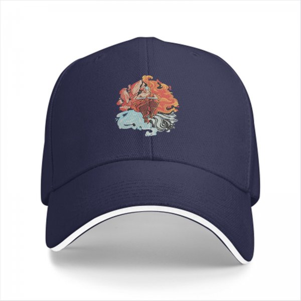 Black Baseball Cap With Elemental Fire And Water Art Print