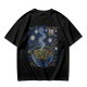 Olive t-shirt with starry night ramen bowl graphic