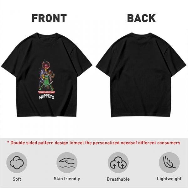 Olive T-Shirt with Teenage Mutant Ninja Muppets Graphic Print