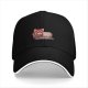 Black baseball cap with cute red panda using retro computer graphic