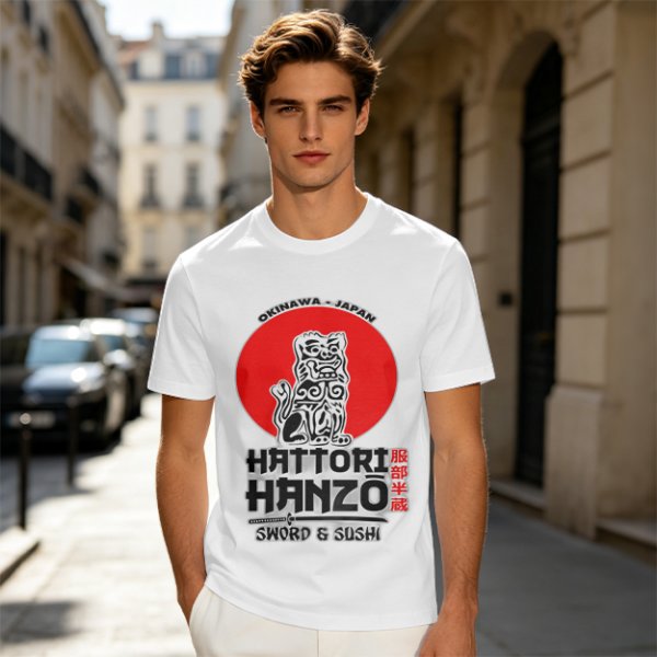 Okinawa Japan Hattori Hanzo Sword and Sushi T-Shirt
