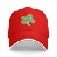 Black baseball cap with decorative four-leaf clover graphic