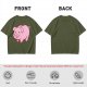 Olive Green T-Shirt With Cute Pink Piggy Bank Graphic Print