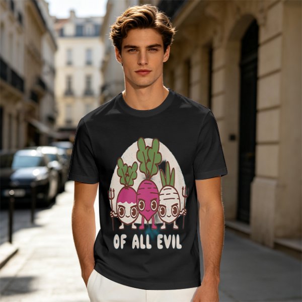 Olive Graphic T-Shirt With Evil Vegetable Characters Design