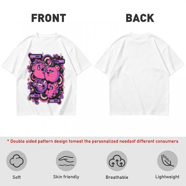 Olive T-shirt with playful bear-fruit graphic print