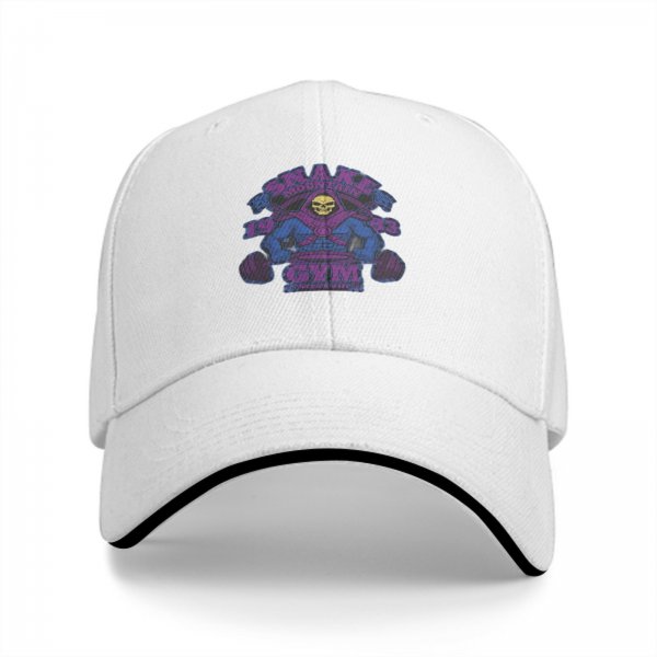 Black baseball cap with Skeletor Snake Mountain Gym graphic