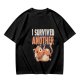 Olive T-Shirt with I Survived Another Playful Orange Cat Graphic