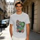 Olive T-shirt with Mario and Yoshi artistic graphic print