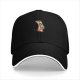 Black baseball cap with cute giraffe holding stack of books