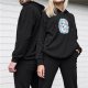 Black hoodie with whimsical floral dragon graphic print