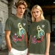 Olive T-Shirt with Cartoon Avocado Globe Travel Print