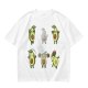 Olive Green T-Shirt with Cartoon Avocado Fitness Characters Print