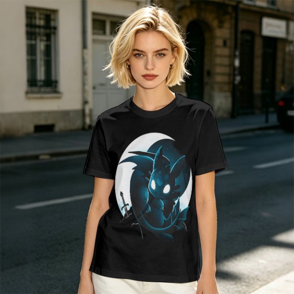 Olive T-Shirt With Glowing Dark Dragon Moon Print