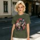 Olive T-Shirt with Classic Horror Monsters Going to Cinema Print