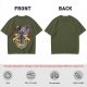 Olive T-shirt with dark fantasy winged warrior graphic print