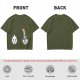 Oversized Olive T-Shirt With Sad Clouds And Rainbow Drip Graphic
