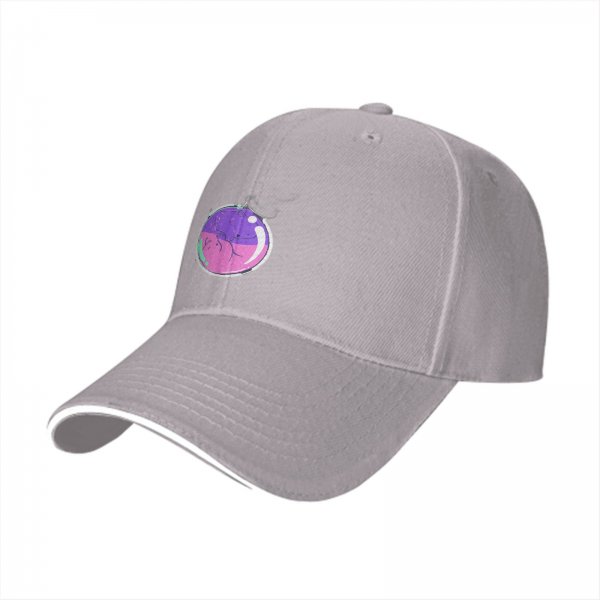 Black Baseball Cap With Colorful Bubble Cat Graphic Print