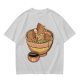 Olive Green T-Shirt With Capybara Ramen Bowl Print