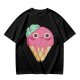 Olive T-Shirt With Cute Melting Pink Ice Cream Cone Graphic