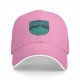 Black baseball cap with teal snake and text graphic