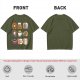 Olive T-Shirt With Cute Breakfast Cat Graphic Print