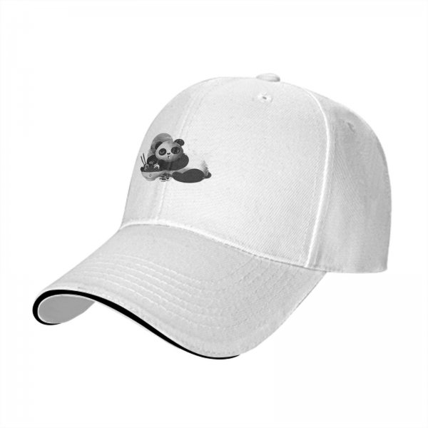 Black Baseball Cap With Cute Panda Eating Ramen Graphic