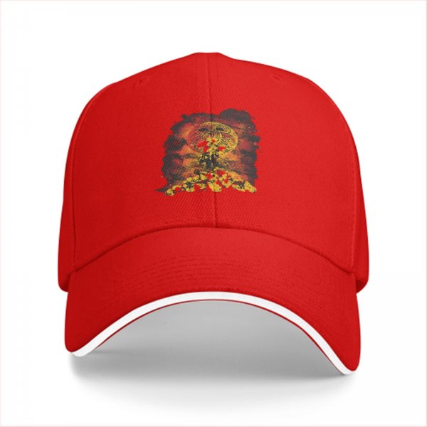 Black Baseball Cap With Mushroom Cloud Explosion Graphic Print