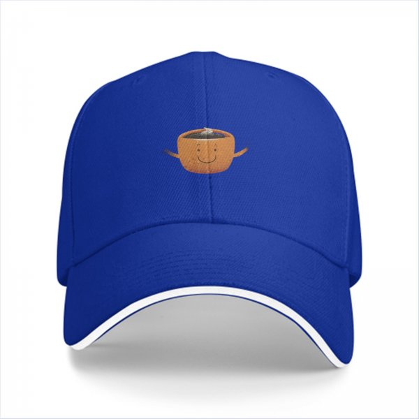 Black Baseball Cap With Cute Smiling Coffee Cup Graphic