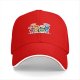 Black baseball cap with cute punctuation characters and speech bubbles