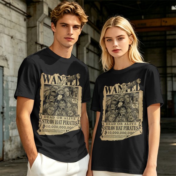 One Piece Straw Hat Pirates Wanted Poster Graphic T-Shirt