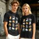 Olive Green T-Shirt With Cute Cat Yoga Pose Illustrations