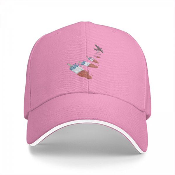 Black Baseball Cap With Falling Red White Blue Popsicle Art