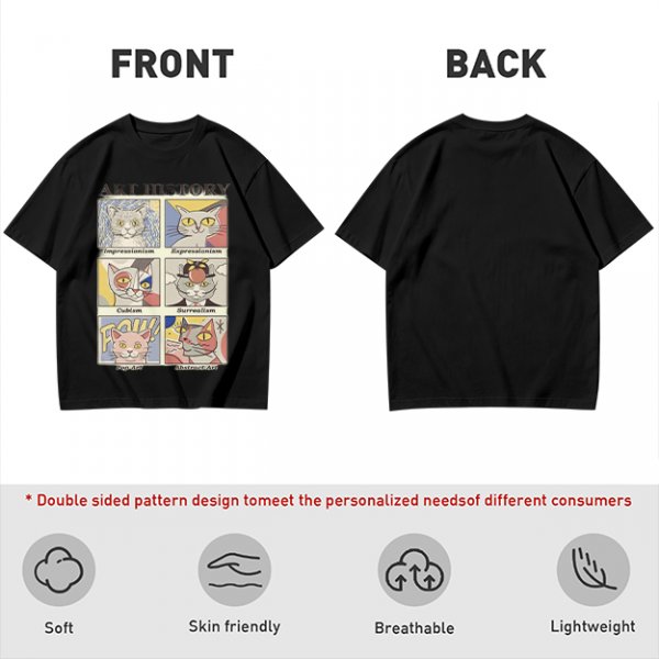 Art History Cat Themed Graphic T-Shirt Print Design