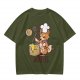 Olive T-Shirt With Cute Dog Chef Cooking Waffles Graphic