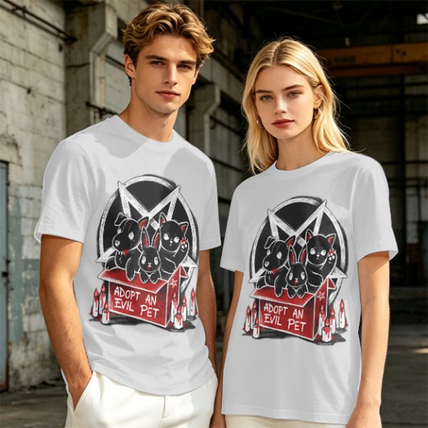 Adopt An Evil Pet T-Shirt With Pentagram And Spooky Animal Art