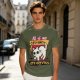 Olive graphic t-shirt with nervous white cat and 'All of my systems are nervous' text