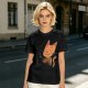 Olive T-Shirt with Cartoon Cat at Grave Print